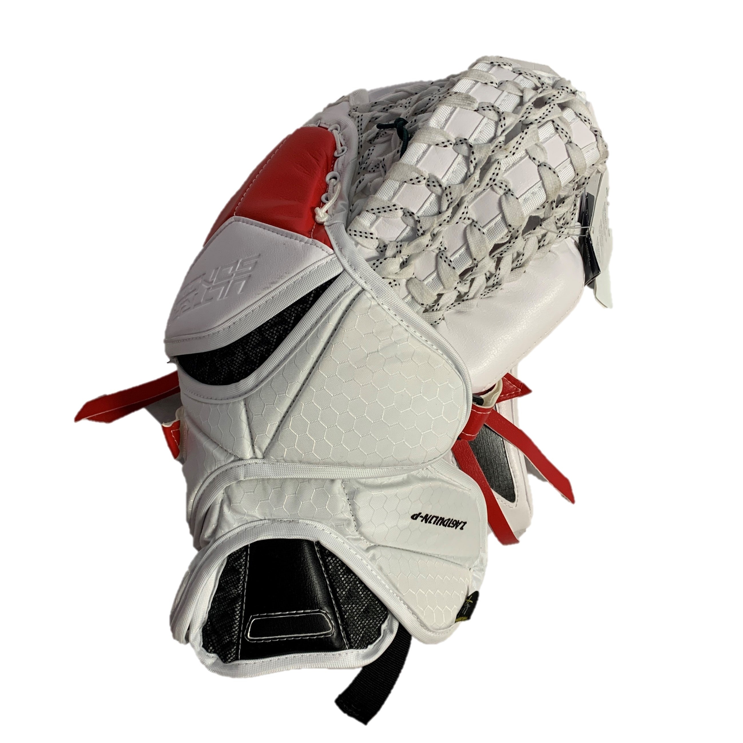 Bauer Supreme Ultrasonic - Nouveau gant de gardien Pro Stock - (Blanc/Rouge/Noir)